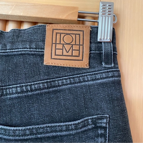 Toteme twisted seam original cropped straight leg jeans washed black grey - Picture 8 of 12